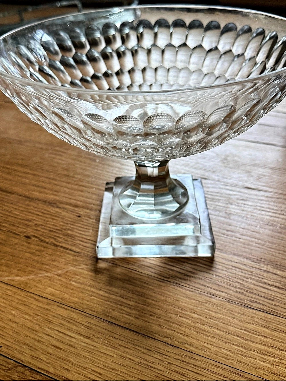 Gorgeous Modern  Cut Glass Pedestal Bowl- 8” tall - NWT